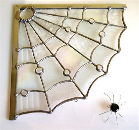 Spider Web Window Corner Stained Glass Decoration Halloween Decor