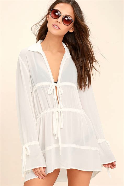 Chic White Cover Up Sheer Cover Up Beach Cover Up 44 00 Lulus