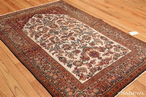 Antique Persian Wool And Silk Prayer Design Kashan Rug 50633