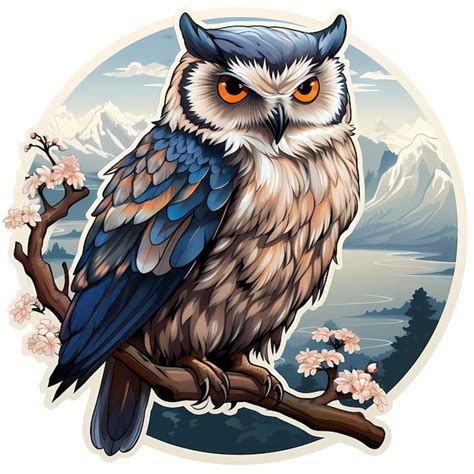 Premium AI Image An Owl With Yellow Eyes Sits On A Branch With A