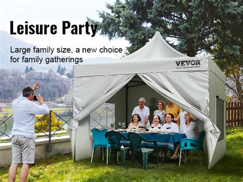 VEVOR Pop Up Canopy Tent Outdoor Gazebo Tent 10x10FT with Sidewalls & Bag White | VEVOR AU