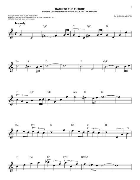 Back To The Future Theme By Alan Silvestri Sheet Music For Easy Lead