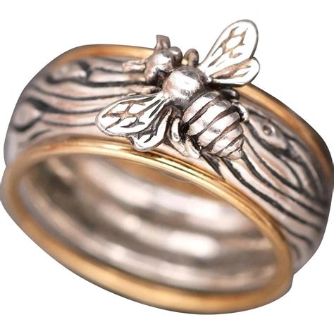 Sterling Silver Bee Ring Honey Bee Stacking Rings Silver And Gold