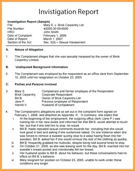 Sexual Harassment Investigation Report Template