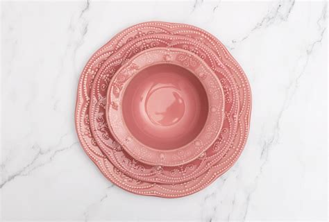 12 Piece Porcelain Dinnerware Set Pink Etsy