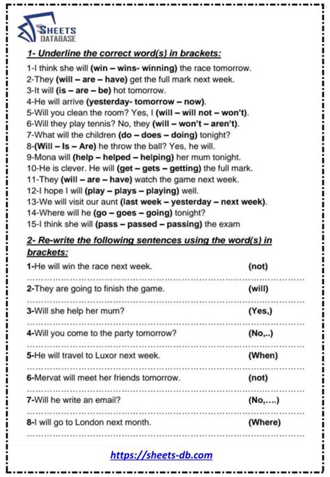 Grammar Worksheets – Sheets