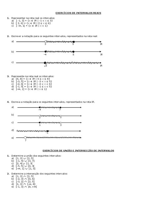 Exercicios Sobre Intervalos Reais - Exercícios sobre Intervalos Reais | PDF