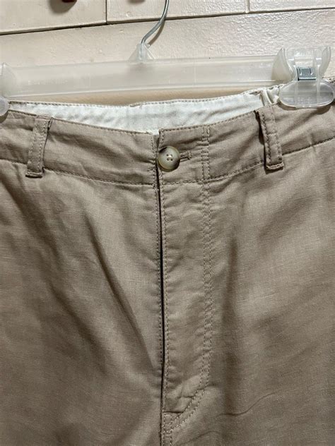 Uniqlo Linen Cotton Tapered Pants Beige On Carousell