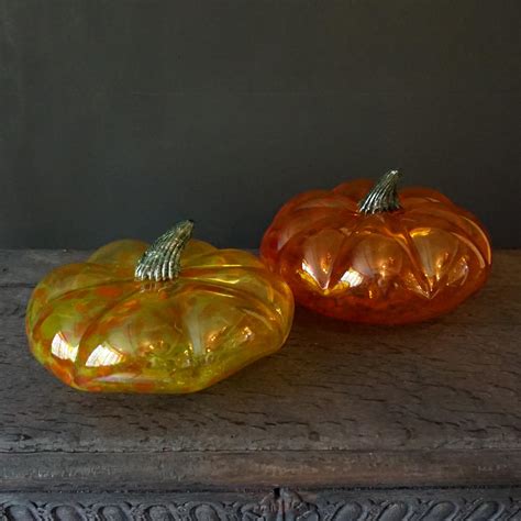 1970s Italian Murano Life Size Mouth Blown Orange Yellow Green Glass Pumpkins For Sale At 1stdibs