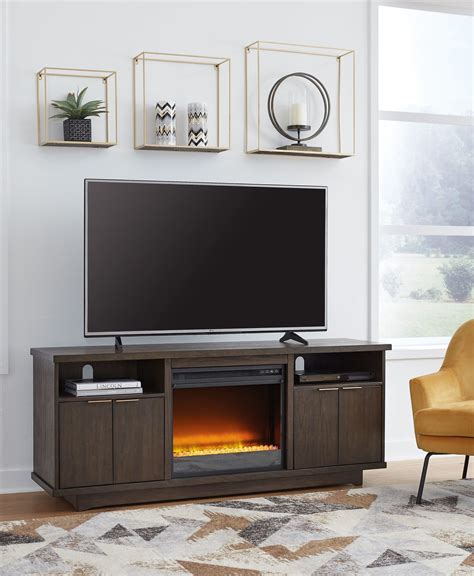 Ashley Furniture - Brazburn - Dark Brown - 66” TV Stand With Glass ...