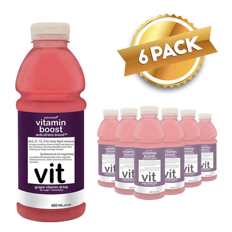 Vitamin Boost 600ml Anti-Stress Boost Grape Vitamin Drink (Pack of 6 ...