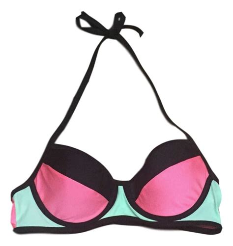 So Size Xs S M L Xl Pink Green Black Colorblock Underwire Bikini Halter