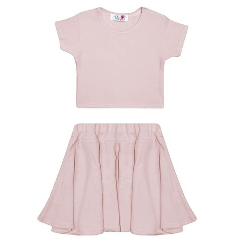 NEW GIRLS Kids Plain Crop Tops Skater Skirts Range Individual and Sets ...