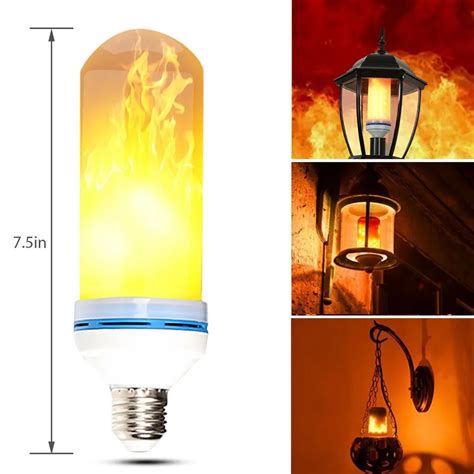 Led Flame Effect Fire Light Bulbs 7w E27 E26 Warm Yellow Live Flame