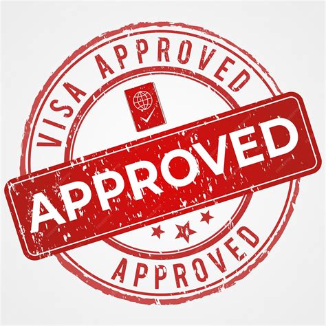 Premium Vector | Visa approved stamp in grunge red shade with passport icon