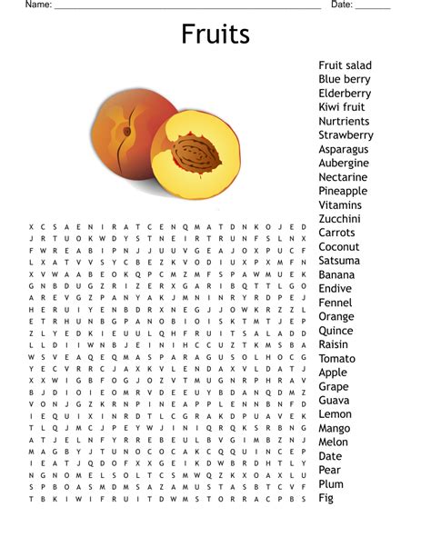 Fruit Word Search Printable