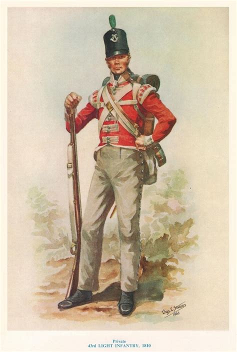 Private, 43rd Light Infantry 1810, by Charles Stadden. British Army Uniform, British Uniforms ...