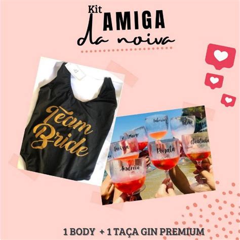 kit amiga da noiva body e taça personalizada para chá de lingerie e despedida de solteira