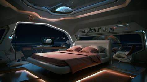 Free picture: Futuristic bedroom interior decoration of spacecraft in ...