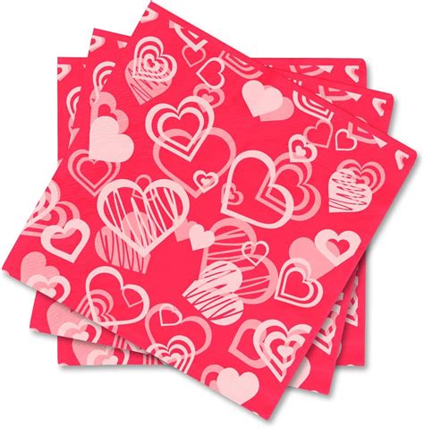 Valentines Paper Napkins For Party Supplies White Gold