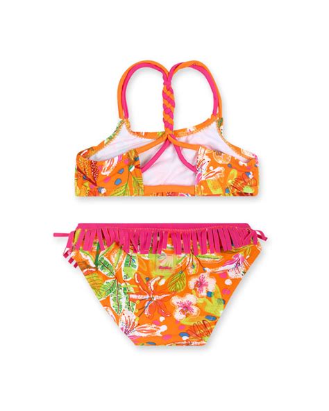 Comprar Bikini naranja estampado niña Eco Safari tuc tuc Canarias