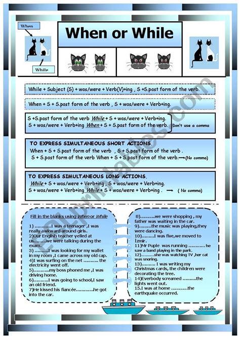 When Or While With Simple Past And Past Continuous Tense Esl