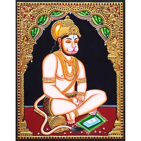 Tanjore Painting Hanuman Sitting