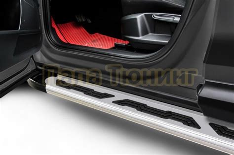 Пороги алюминиевые "Alfa Silver" 1700 серебристые Chery TIGGO 5 (2014 ...
