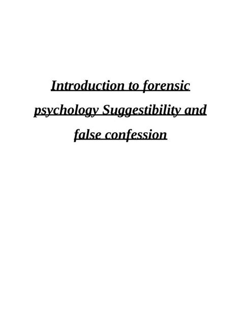 Introduction To Forensic Psychology Suggestibility And False Confession