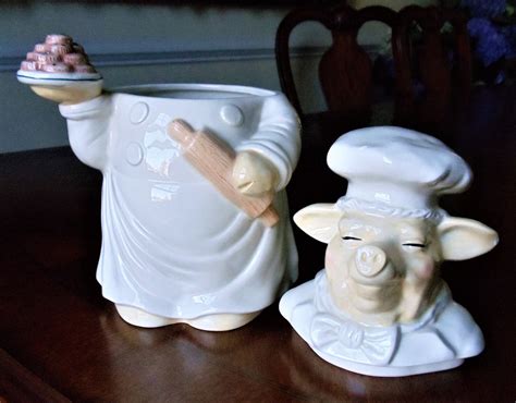 Pig Chef Cookie Jar Vintage Large White Ceramic Smiling Pig Etsy