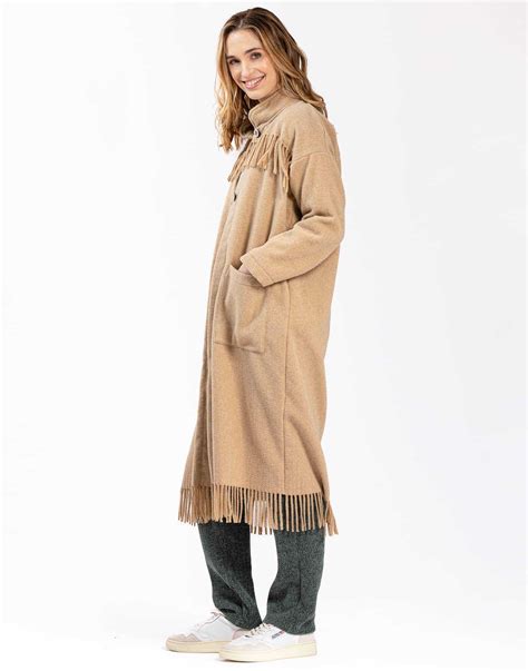 Long Woollen Jacket Foehn Beige Lingerie Le Chat