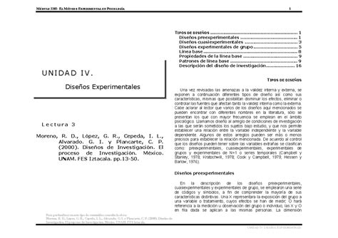 Moreno Et Al Dise Os De Investigaci N Lec M Dulo E L