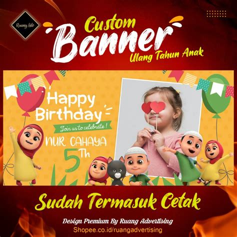 Jual Nussa Rara Banner Ulang Tahun Anak Custom Backdrop Ulang Tahun Anak Gratis Design Premium