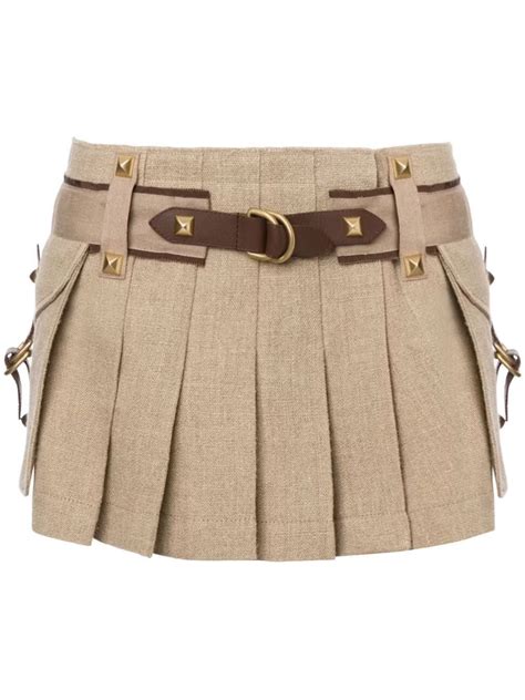 Alberta Ferretti Pleated Linen Miniskirt Farfetch En 2024