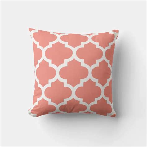 Coral Moroccan Quatrefoil Outdoor Pillows Zazzle