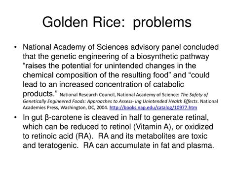 Ppt Golden Rice And Bt Crops Unanswered Safety And Efficacy
