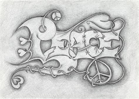 Word Peace pencil graffiti Drawing by Ioanna Apidopoulou - Pixels