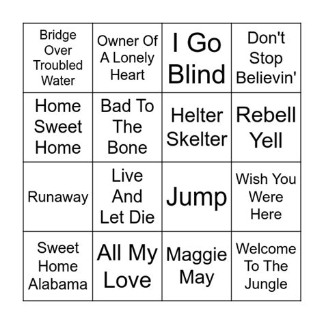 Bingo Theme Bingo Card