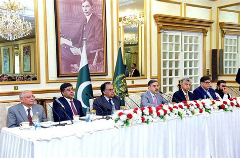 The Caretaker Prime Minister Anwaar Ul Haq Kakar Addresses A Press