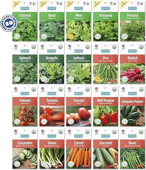 Back To The Roots Organic Seed Bundle Herbs And Vegetables Variety Pack For