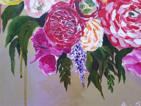 Floral bouquet acrylic painting original textured dreamy | Etsy