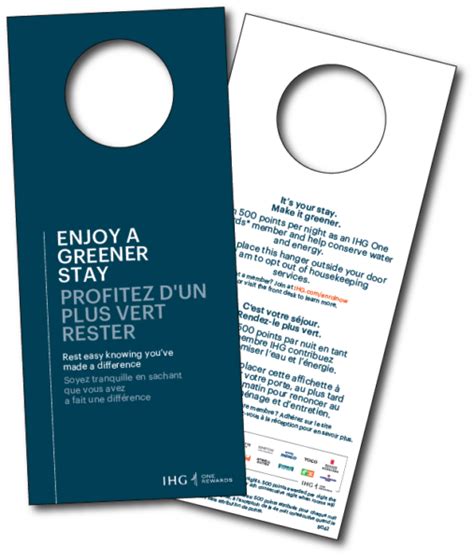 Ihg Greener Stay Door Hanger Holiday Print Promotions Ltd