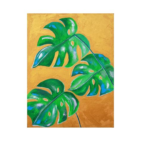 Monstera Painting Original Art Tropical Painting Botanical Etsy