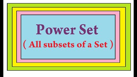 Power sets / All subsets - YouTube