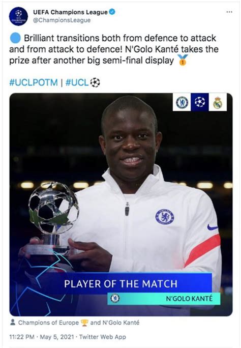 Kante Neymar Haaland Players With Most MOTM Awards In 2020 21