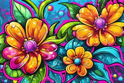 Flower Graffiti Wallpaper, Graffiti Background, Floral Graffiti Pattern ...