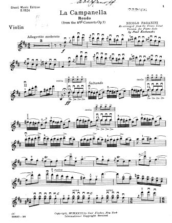 La Campanella Niccolo Paganini Free Violin Sheet Music