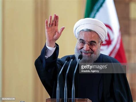 Iranian President Hassan Rouhani Gives A Speech During A Press News