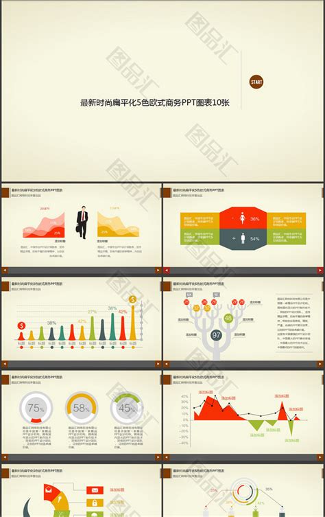 最新时尚扁平化欧式商务ppt模板图品汇
