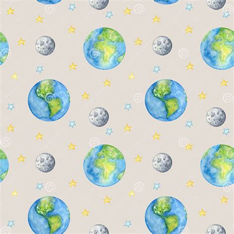 Planets Of The Solar System Seamless Pattern Outer Space Planet